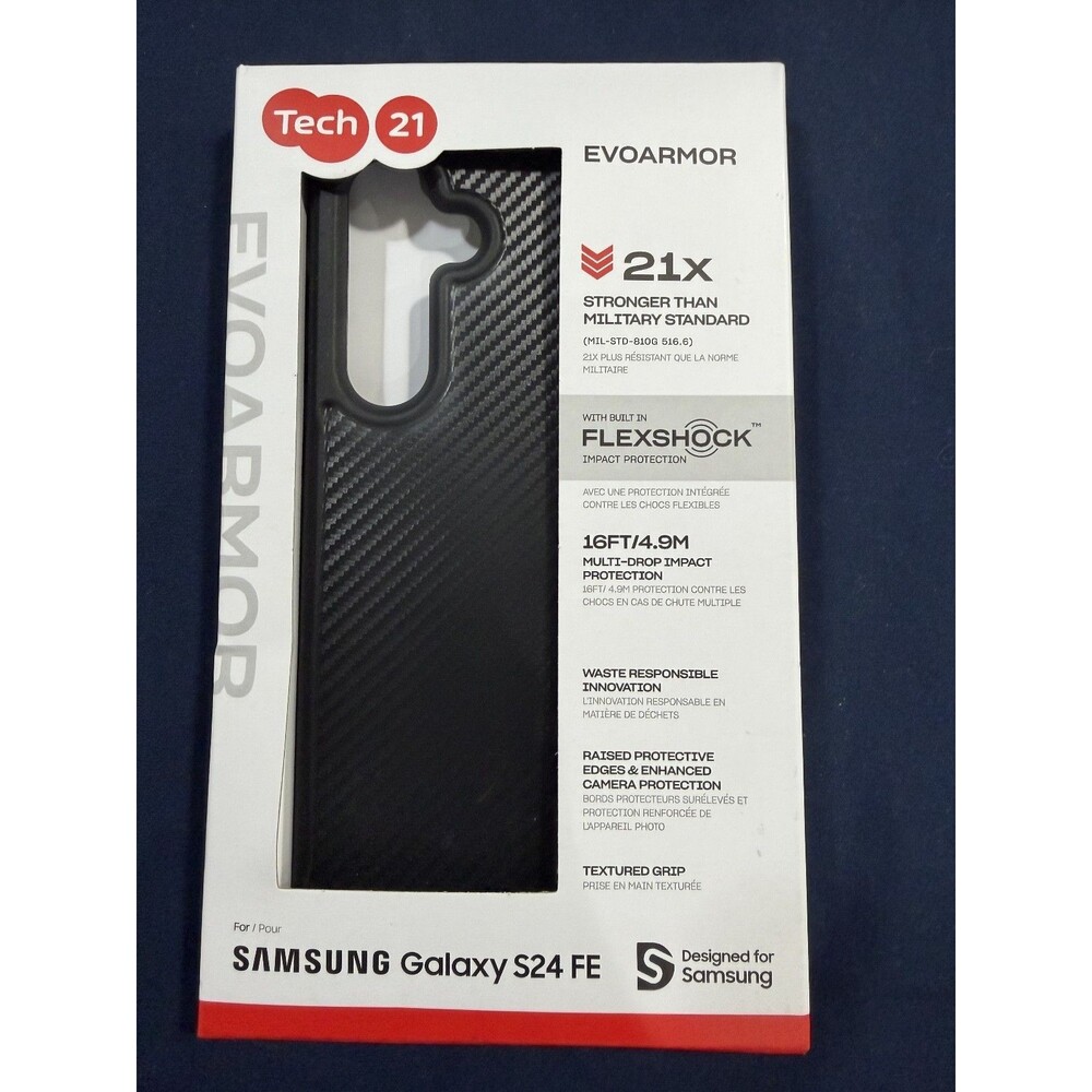 Tech21 EVOARMOR Case For Samsung Galaxy S24 FE Black, 16FT Drop Protection - NEW